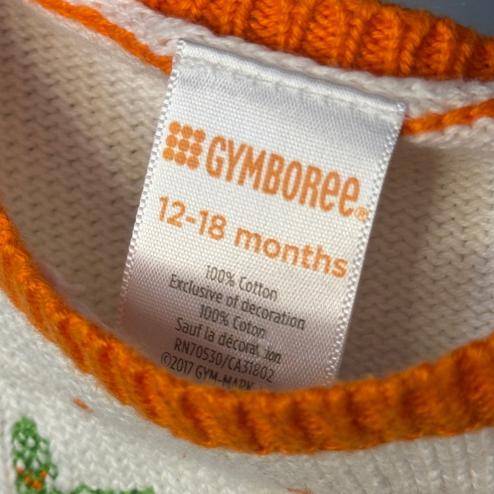 Gymboree Orange and White Cotton Dress pumpkin patch 12-18 months - Picture 3 of 5